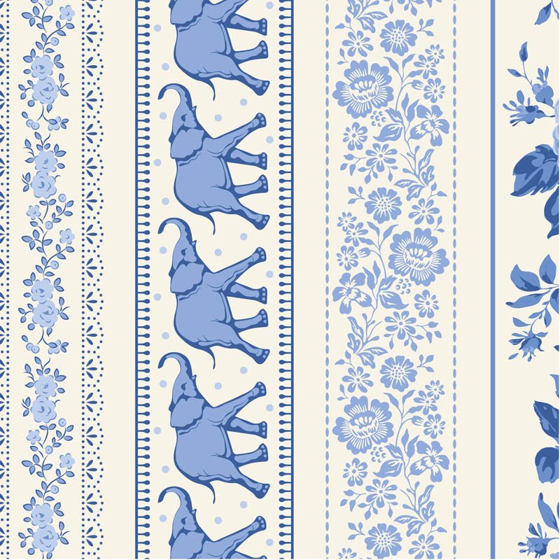 Something Blue Borders Blue quilting fabric by Tilda