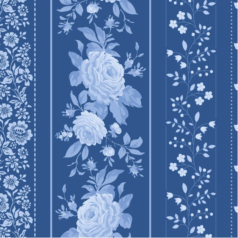 Something Blue Borders Night quilting fabric by Tilda