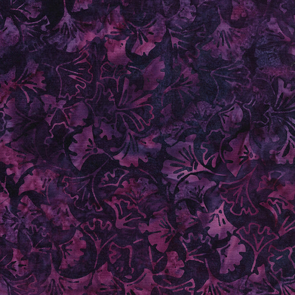 Island Batik ginkgo leaves print in purple wine