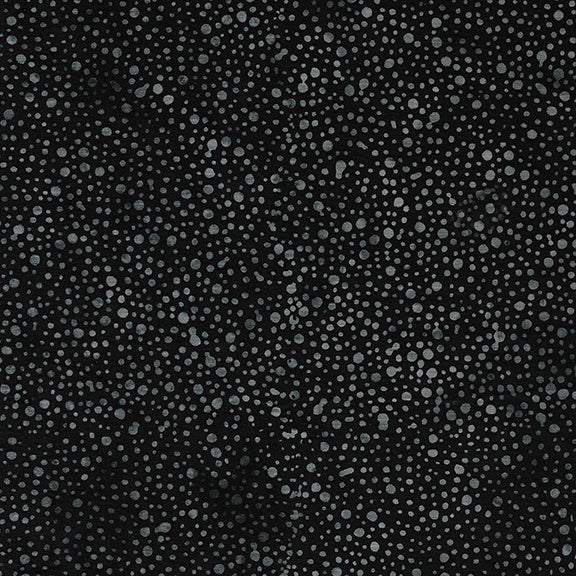 Island Batik Dots batik quilting fabric in Black Shadow
