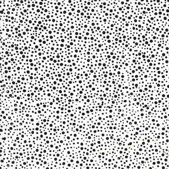 Island Batik Chicken Coop dots batik quilting fabric in black and white