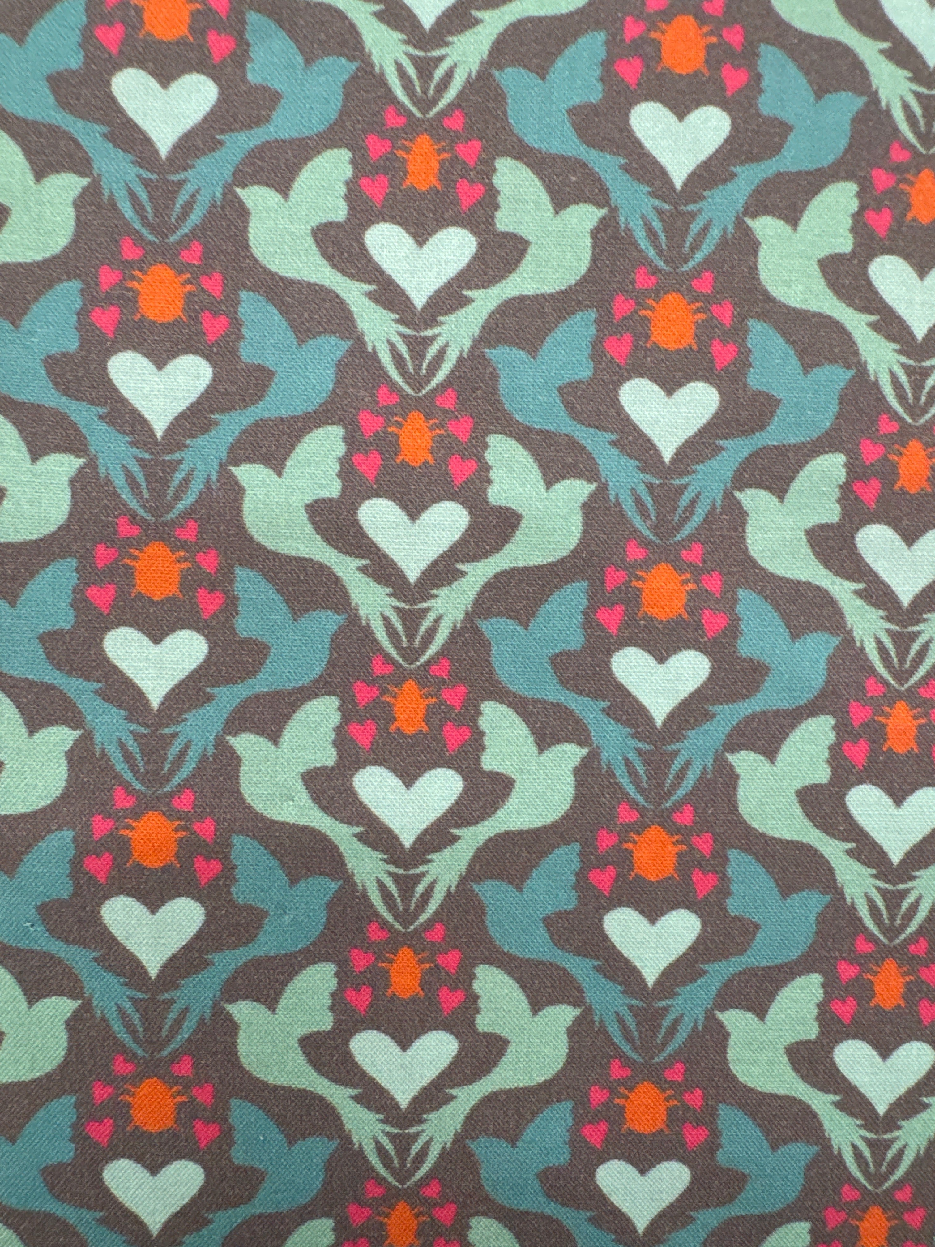 Dove Love Teal novelty quilting fabric by Windham Fabrics