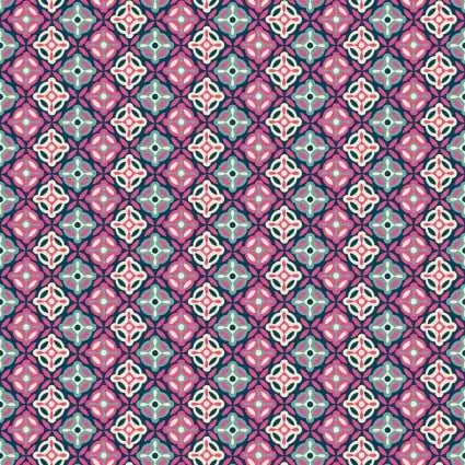 118" Paradise Birds Floral Tiles Pink On Blue Wideback Fabric per yard PBS Fabrics