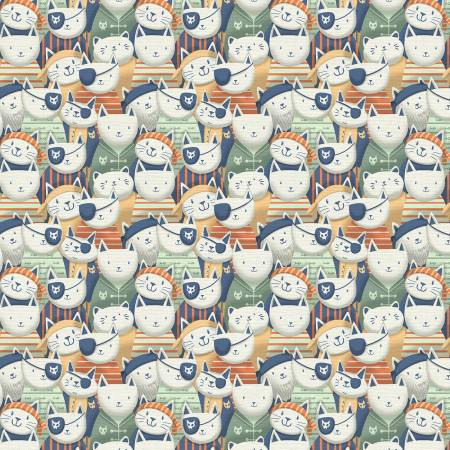 Clothworks Sky Adventures Pirate Friends quilting fabric in Multi