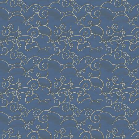 Clothworks Sky Adventures Sea of Clouds quilting fabric in Navy