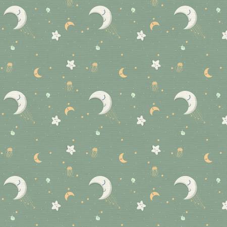 Clothworks Sky Adventures Among the Stars quilting fabric in Sage