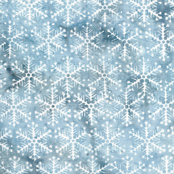 Island Batik snowflake hexagon print in ocean fog