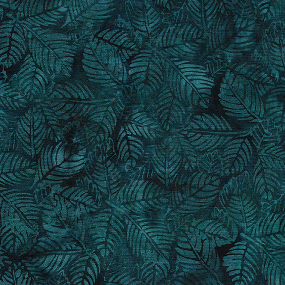 Island Batik leaves print in dark teal