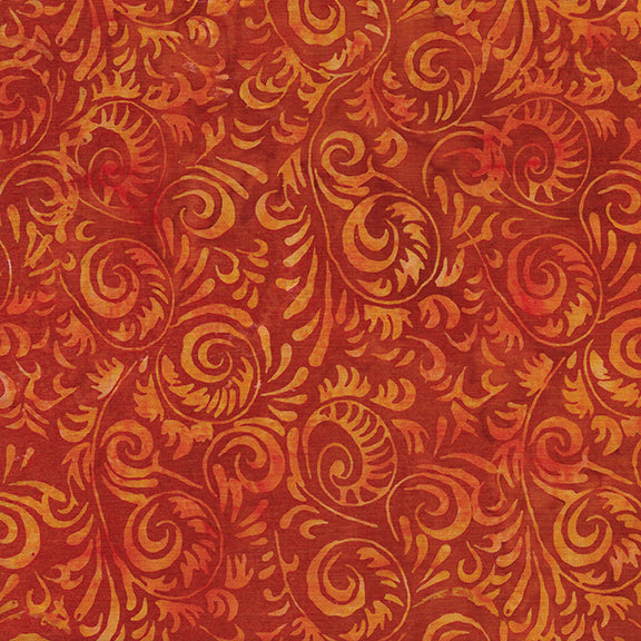 Island Batik spirals print in tangerine