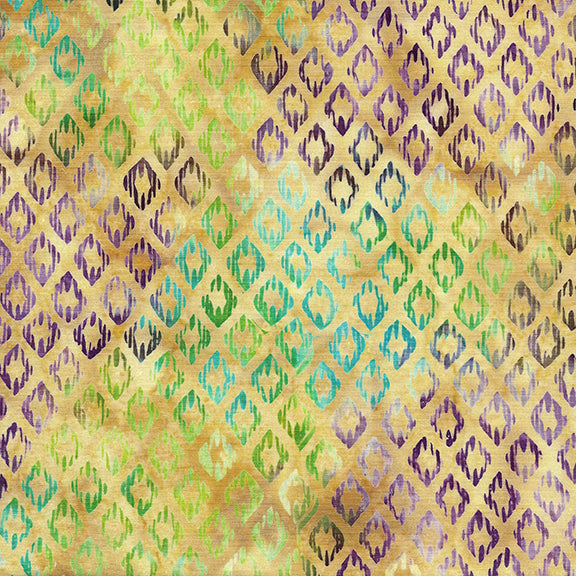 Island Batik diamond batik quilting fabric in Hay gold