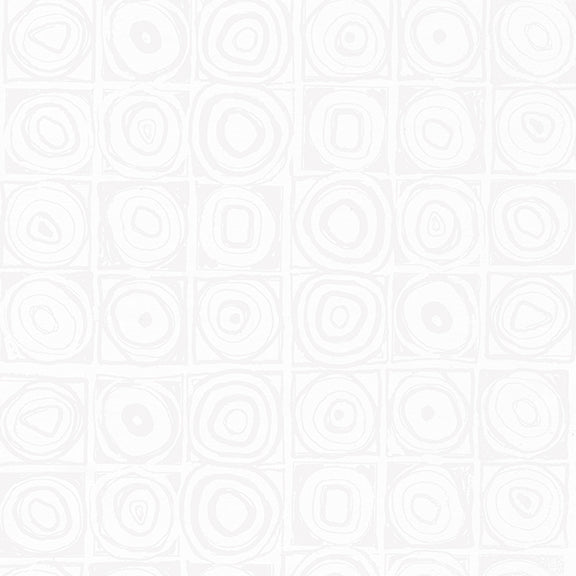 Island 122150002 / Squares Circles-White 45" Fabric Per Yard