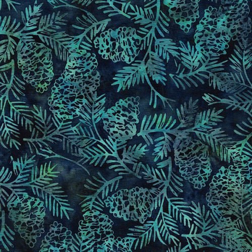 Island Batik pinecones teal seaweed