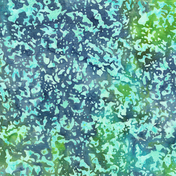 Essence Grunge Texture-Multi Blue Green Marbles Batik 44"/45" Fabric Per Yard