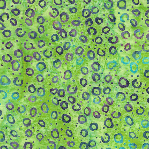 Essence Round and Round-Green Lemongrass Batik 44"/45" Fabric Per Yard