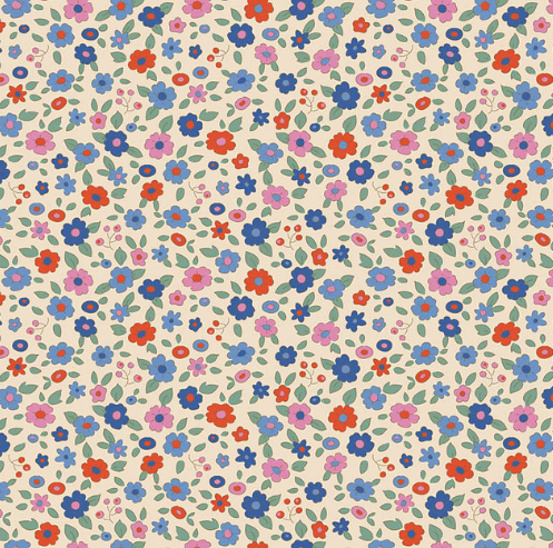 Tilda Creating Memories Summer Evie quilting cotton fabric in Blue