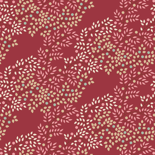 Tilda Creating Memories Winter Berrytale quilting cotton fabric in Burgundy