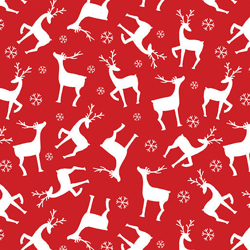 Nordic Cabin - Deer - Red 44" / 45" Fabric Per Yard