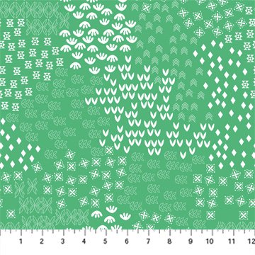 FIGO Hampton Court Meadow floral quilting cotton fabric in Green