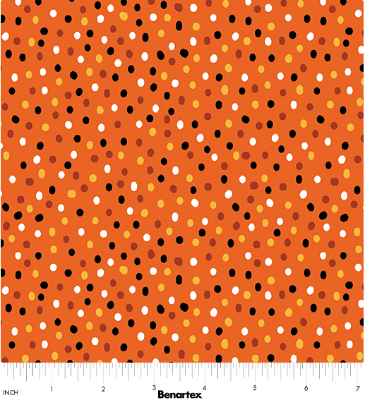 Ghostly Soiree Dot-Mania Orange Halloween quilting fabric by Benartex