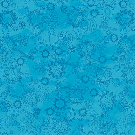 Benartex Construction Plans quilting cotton fabric in Medium Blue