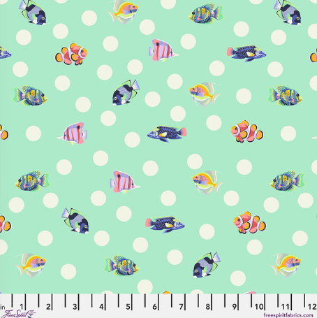School Crossing Seafoam Floral Reef quilting fabric by Tula Pink for Free Spirit