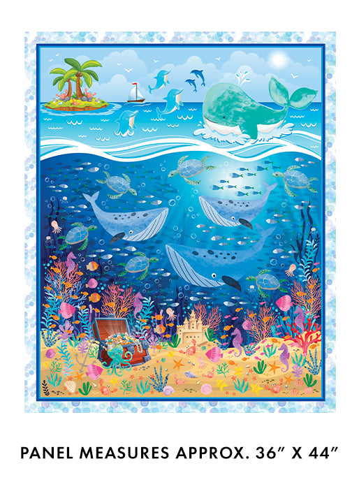 Let's Swim Panel Multi Cotton 44"/45" Fabric Panel