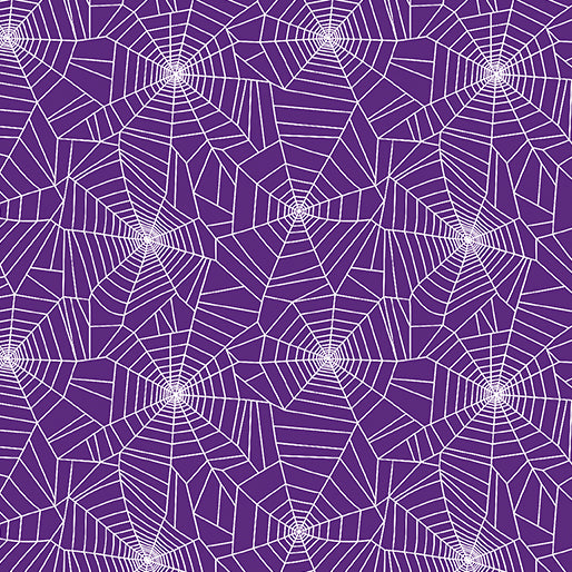 Ghostly Cobwebs Purple Cotton 44"/45" Fabric Per Yard