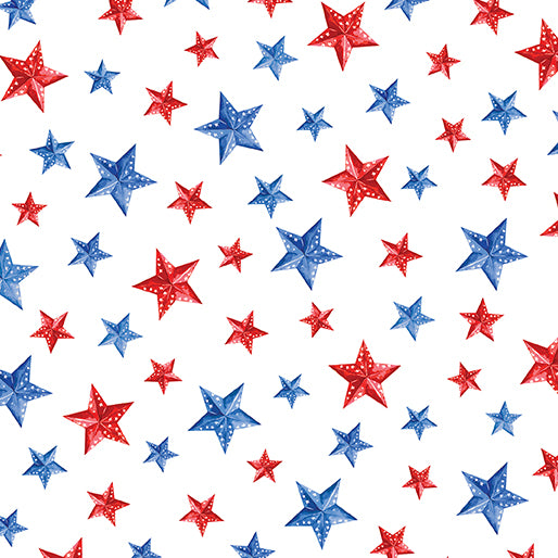 Stars of Liberty White Cotton 44"/45" Fabric Per Yard