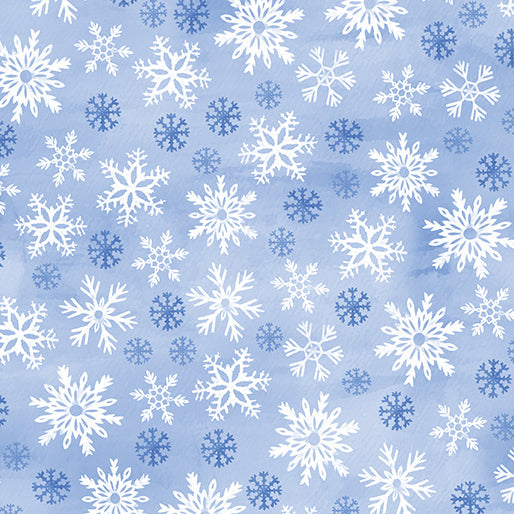 Snowflake Wishes Wintery Snowflakes Light Blue quilting fabric by Benartex