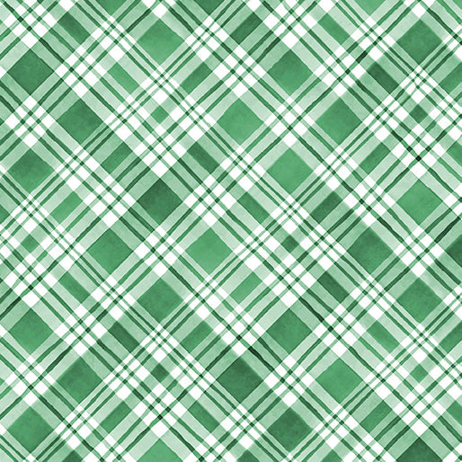 Snowflake Wishes Plaid Wishes Green quilting fabric by Benartex