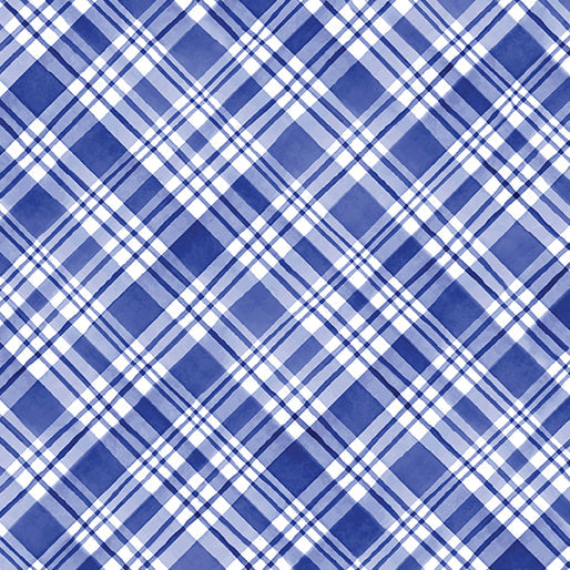 Snowflake Wishes Plaid Wishes Blue quilting fabric by Benartex