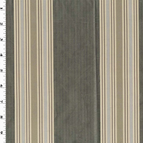 Taupe Gray/Beige Stripe Taffeta Woven Decorating Fabric