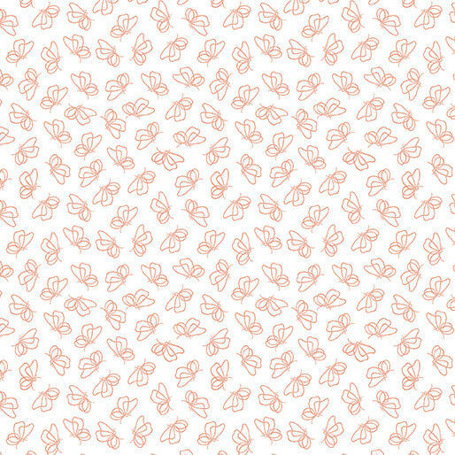 Flutter By White/Peach Cotton 44"/45" Fabric Per Yard