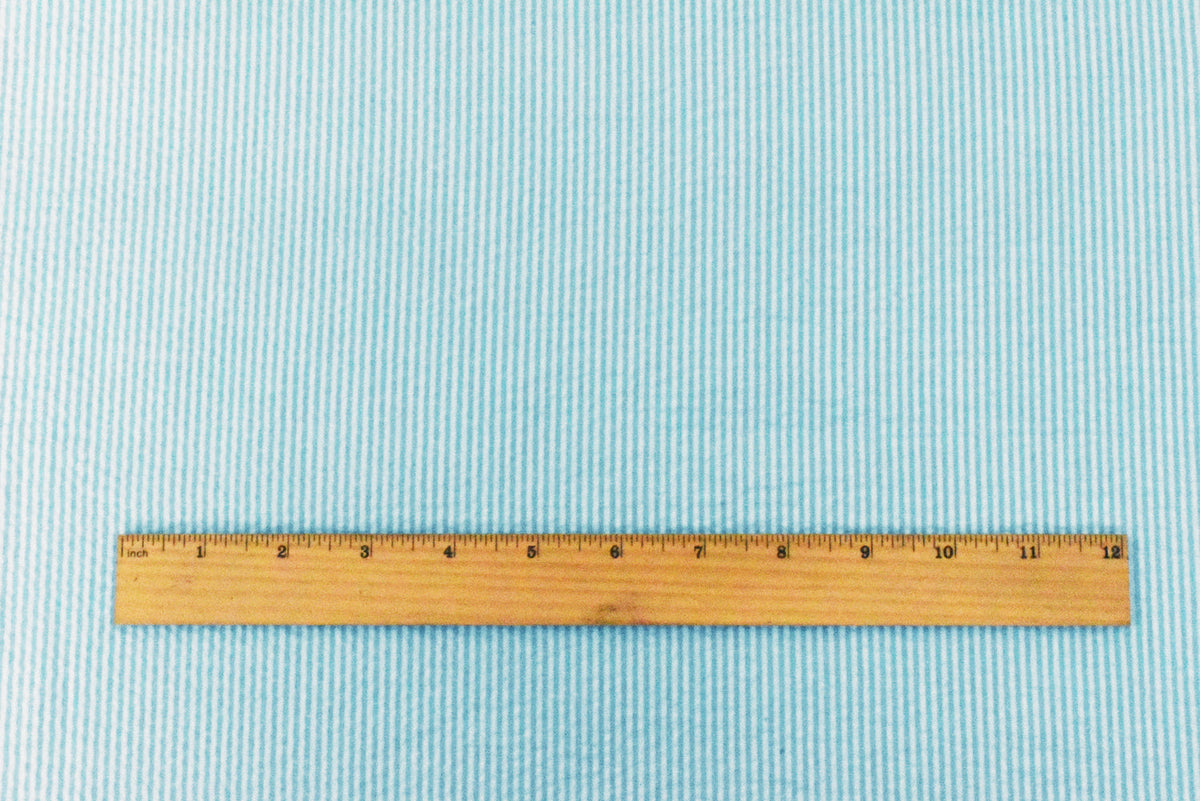 Blue-White Stripe Cotton Poly Seersucker Woven Fabric