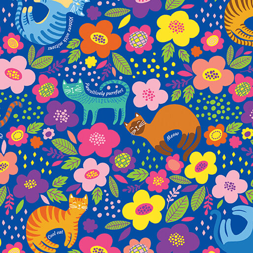 Cheeto and Friends Blue Cheeto's World Cotton 44"/45" Fabric Per Yard