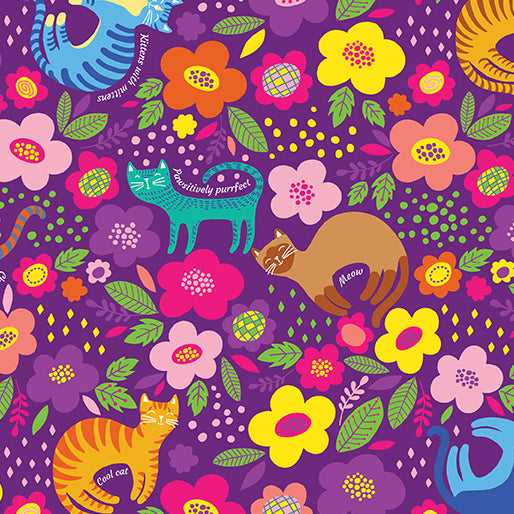 Cheeto and Friends Purple Cheeto's World Cotton 44"/45" Fabric Per Yard