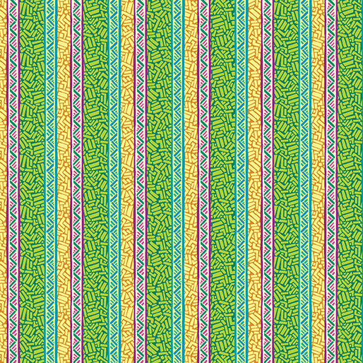 Ziggy Stripe Green Cheeto's World Cotton 44"/45" Fabric Per Yard