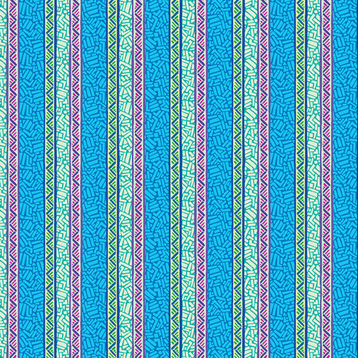 Ziggy Stripe Blue Cheeto's World Cotton 44"/45" Fabric Per Yard