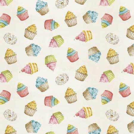 Wilmington Sweet Little Pleasures cream sweets toss quilting cotton fabric