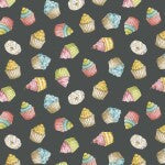 Sweet Little Pleasures Sweets Toss Black novelty quilting fabric by Wilmington Prints