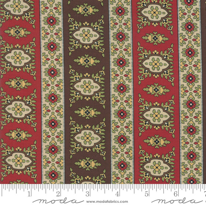 Moda Glad Tidings Christmas quilting cotton fabric in Red Brown
