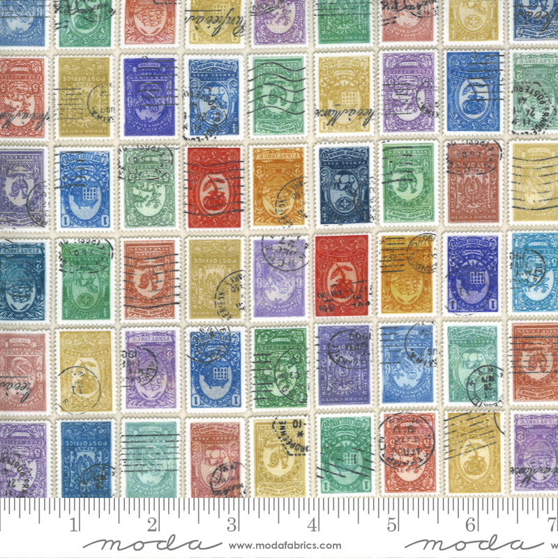 Flea Market Fresh Stamps Multi Cotton 44"/45" Fabric Per Yard