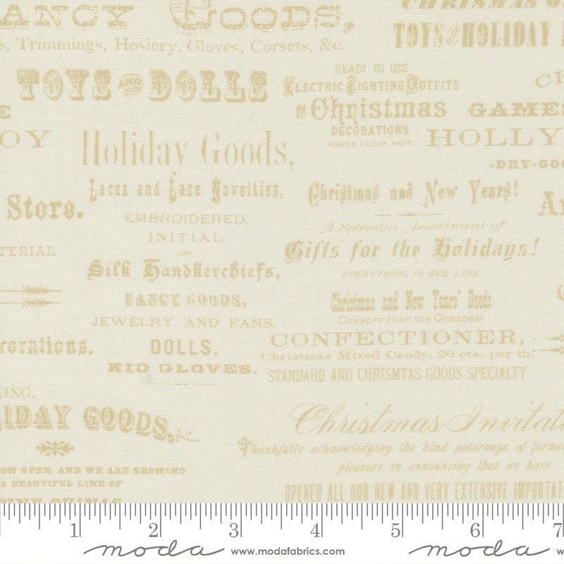 Moda Christmas Faire holiday quilting cotton fabric in Cream