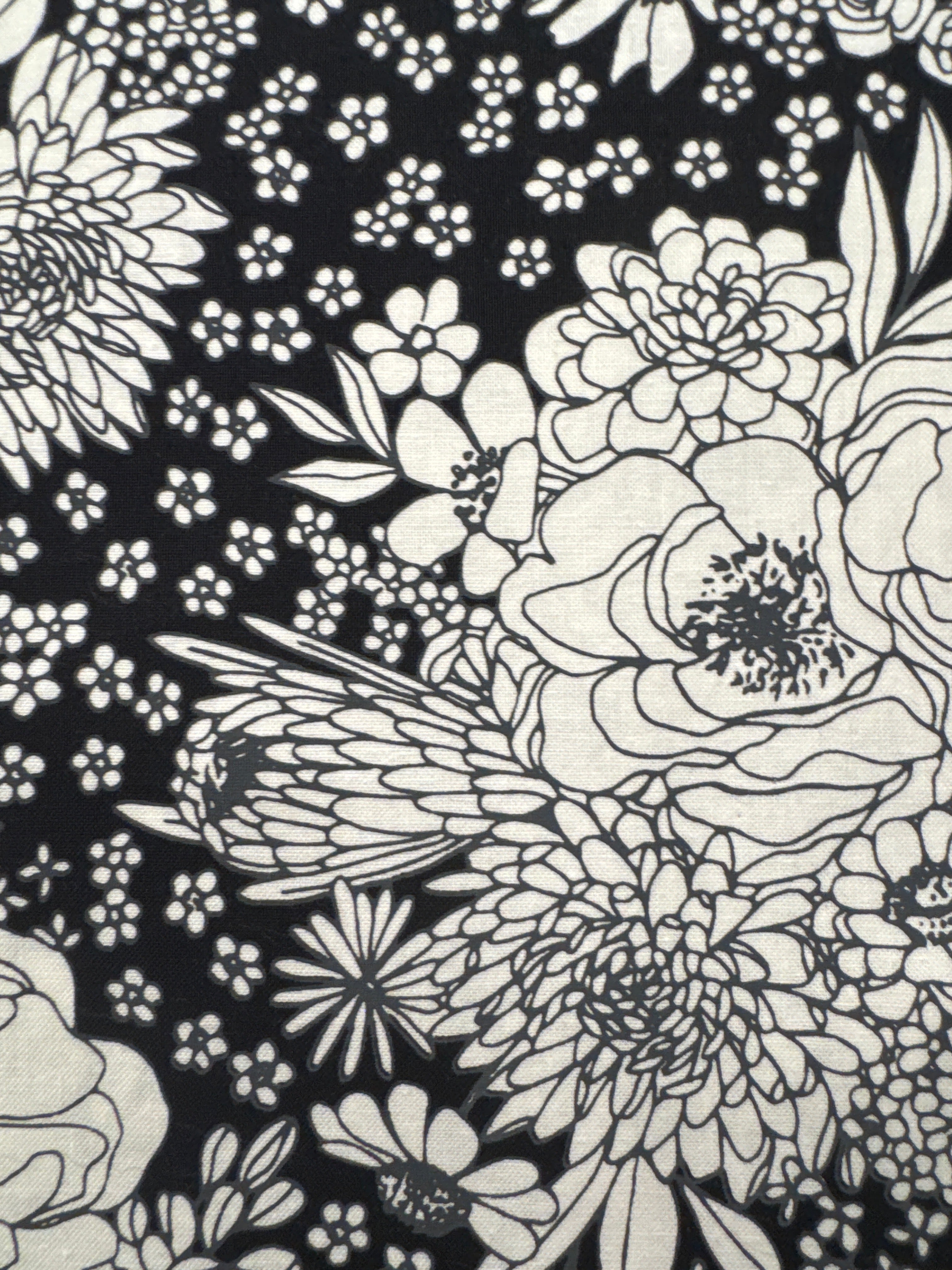 Create Bouquet on Black floral quilting fabric by Moda