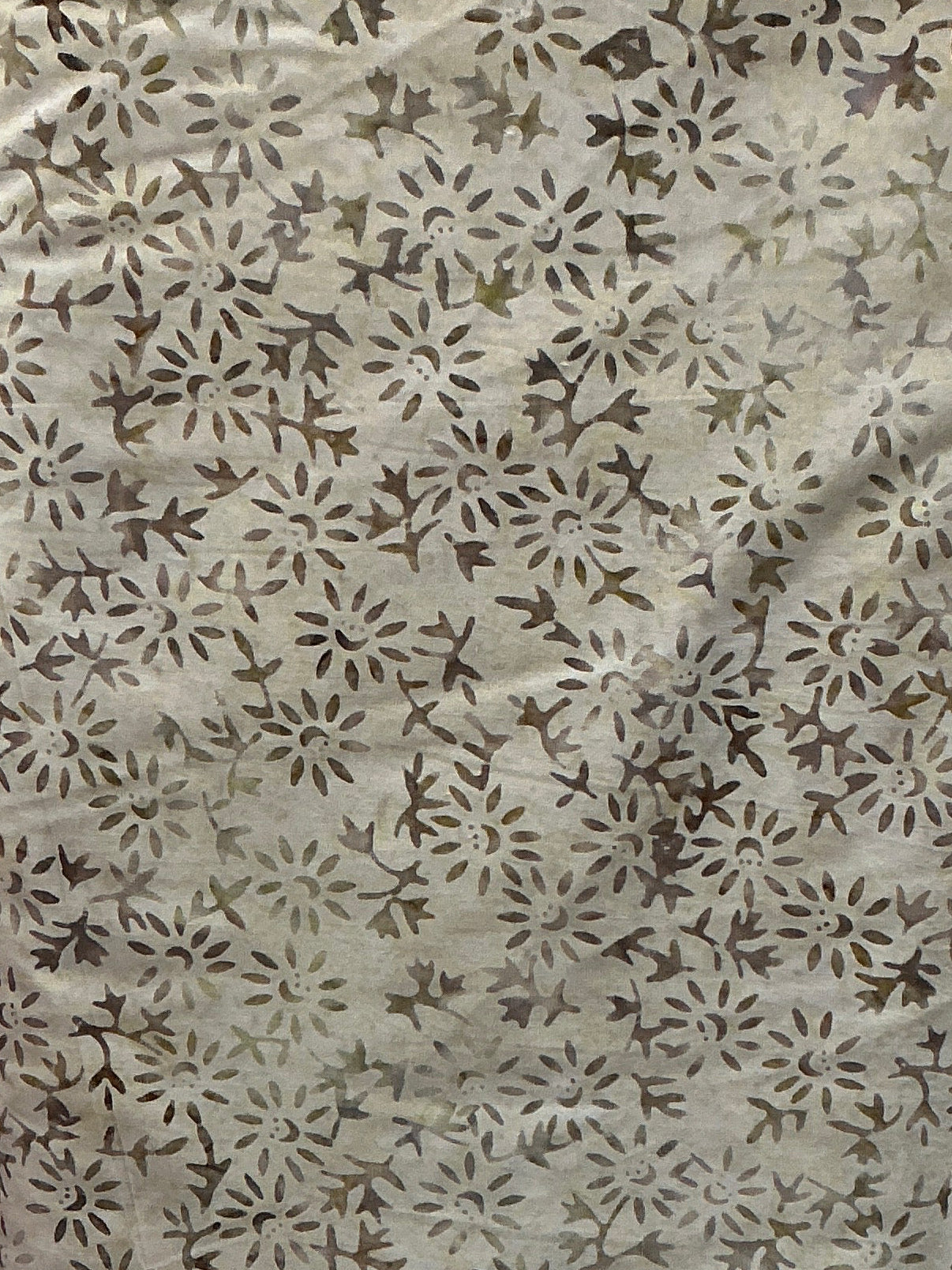 Tan Small Floral Batik quilting fabric by Wilmington Prints