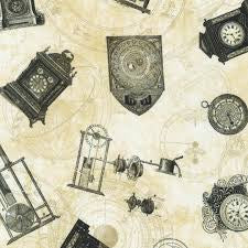 Instruments Of The Hours Natural novelty quilting fabric by Robert Kaufman