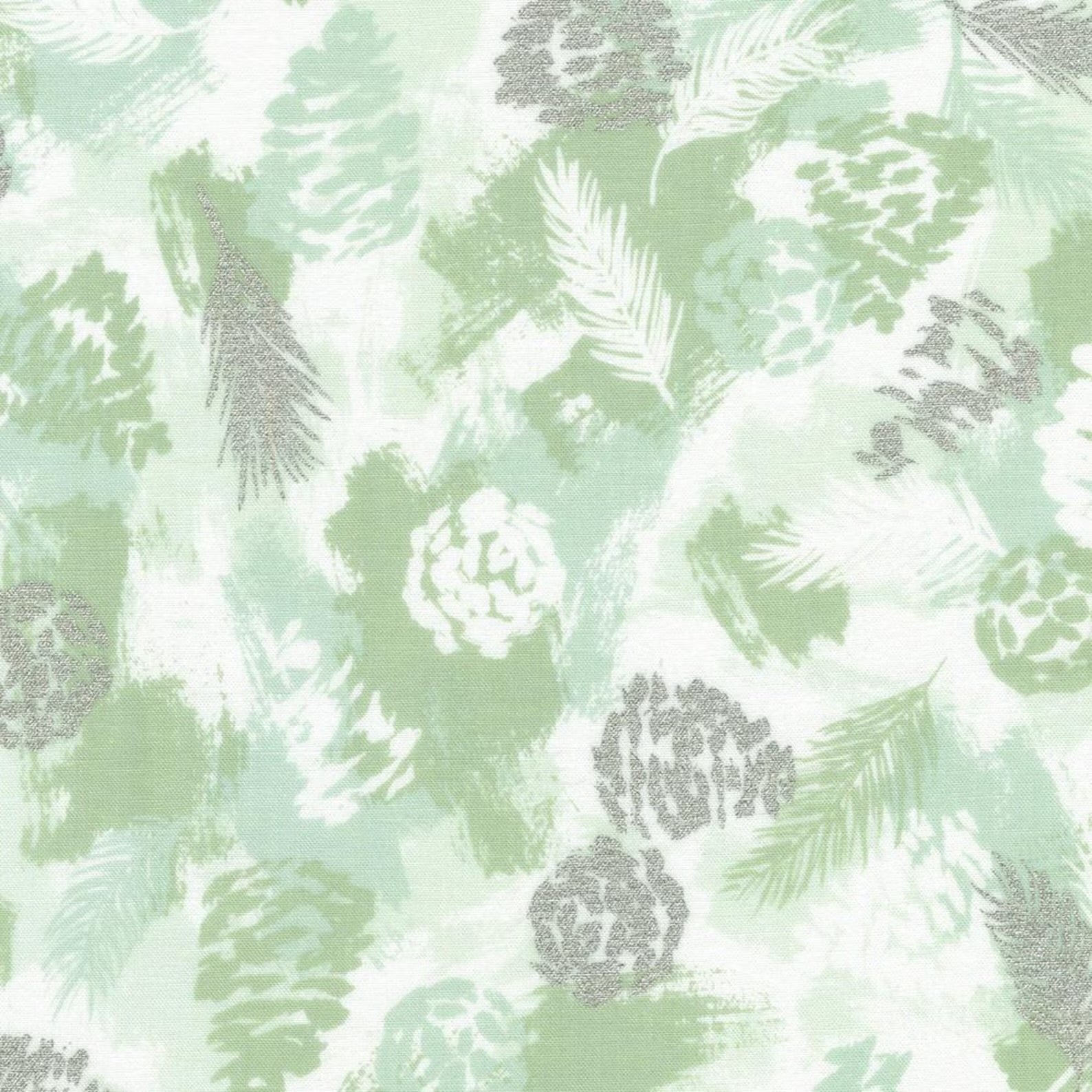 Winterstone pinecones sage blender quilting fabric by Robert Kaufman