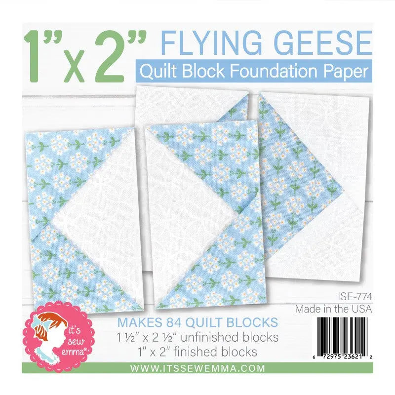 1in x 2in Flying Geese Quilt Block Foundation Paper - Linda's Electric Quilters
