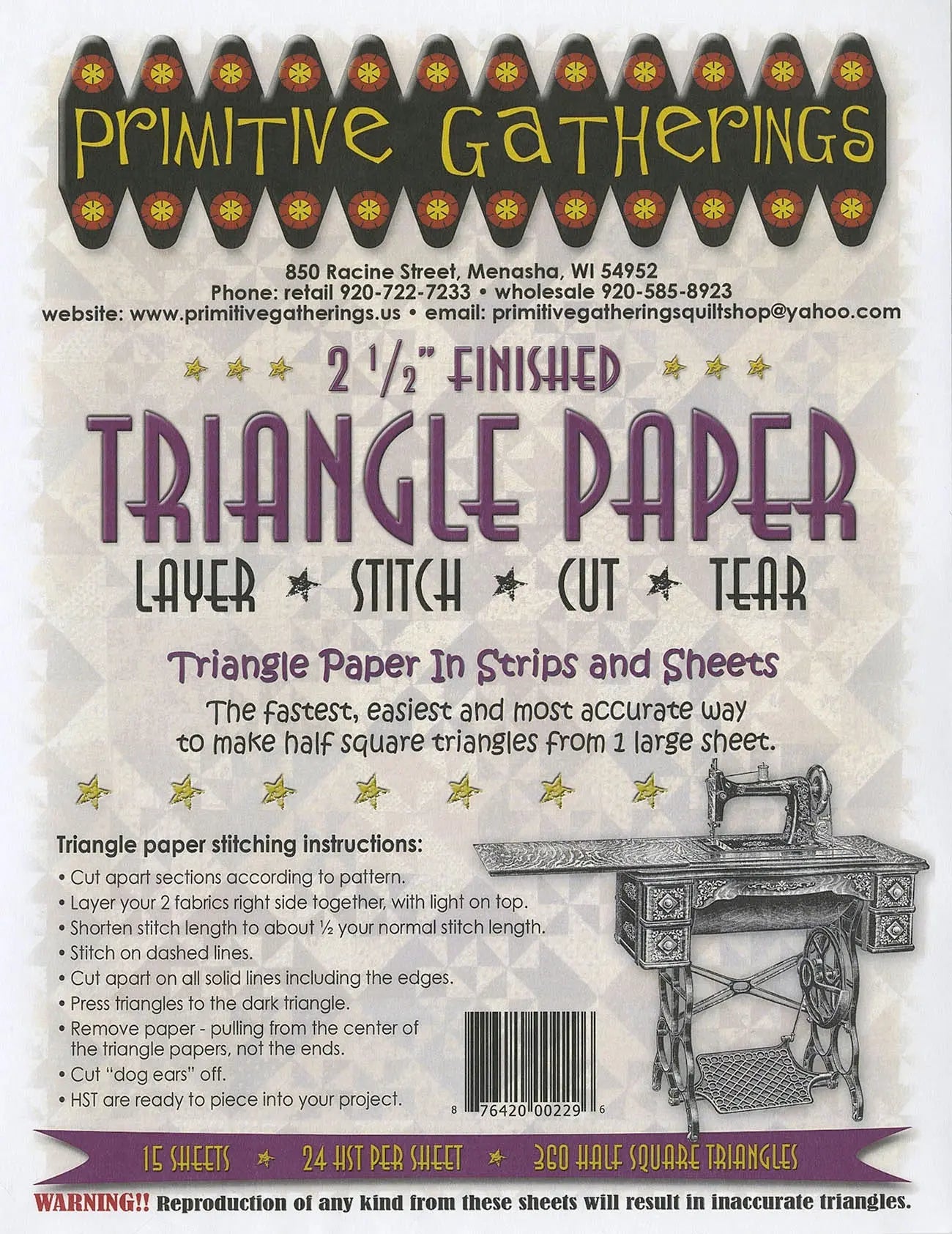 2-1/2in Triangle Paper - Linda's Electric Quilters