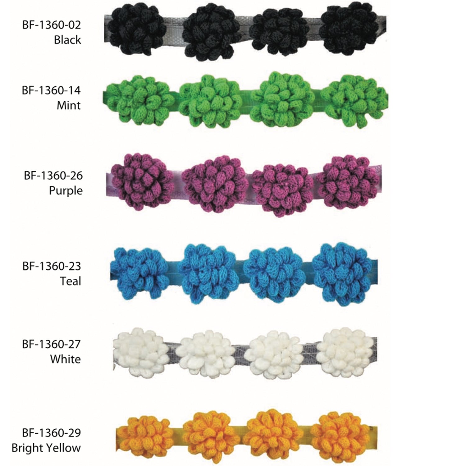 2 Inch Crochet Flower Trim - 10 Yard Roll - BF-1360